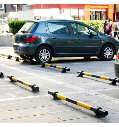 Butée de roue pour parking jaune et noir en acier