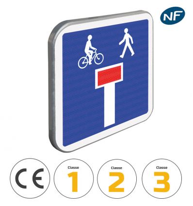 C13D - Panneau d'indication d'une impasse avec issue piétonne et cycliste