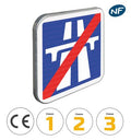 C208 - Panneau d'indication de fin de section de route à statut autoroutier