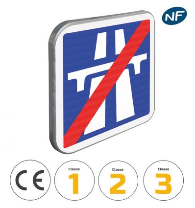 C208 - Panneau d'indication de fin de section de route à statut autoroutier