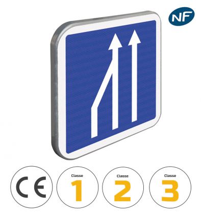 C28 - Panneaux d'indication d'une réduction du nombre de voies de circulation