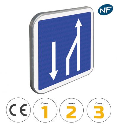 C30 - Panneau d'indication de fin de créneau sur 3 voies affectées