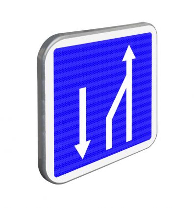 C30 - Panneau d'indication de fin de créneau sur 3 voies affectées