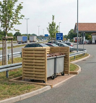 Cache conteneur poubelle bois