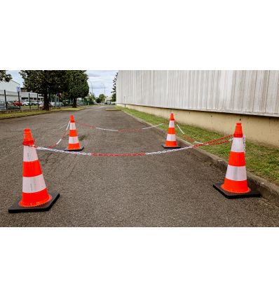 Chaîne plastique rouge et blanche 25 m
