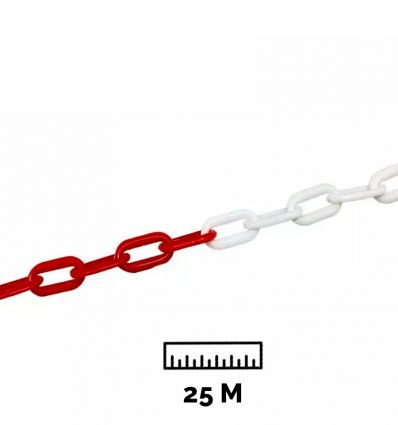 Chaîne plastique rouge et blanche 25 m