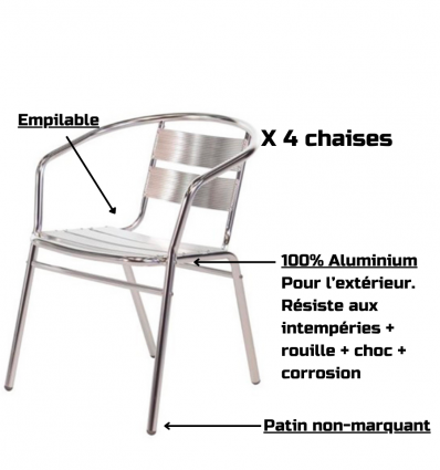 Chaise bistrot alu empilable