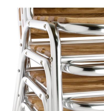 Chaise bistrot alu et frêne empilable extérieur