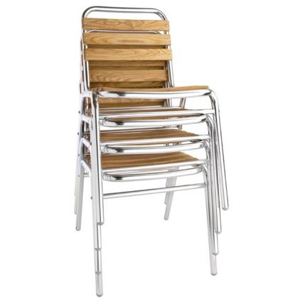 Chaise bistrot alu et frêne empilable extérieur