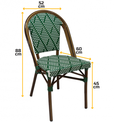 Chaise bistrot aluminium et rotin naturel