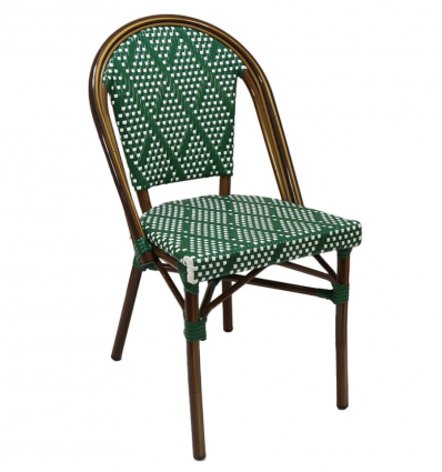 Chaise bistrot aluminium et rotin naturel