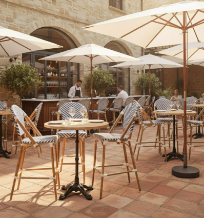 Chaise de bar empilable en textilène