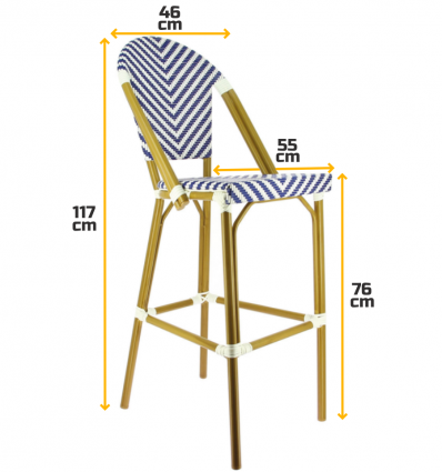 Chaise de bar empilable en textilène