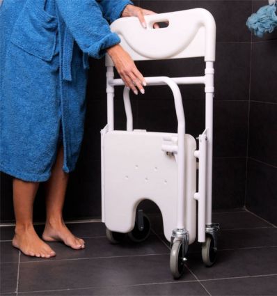 Chaise de Douche Pliable à Roulettes