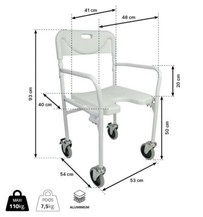 Chaise de Douche Pliable à Roulettes