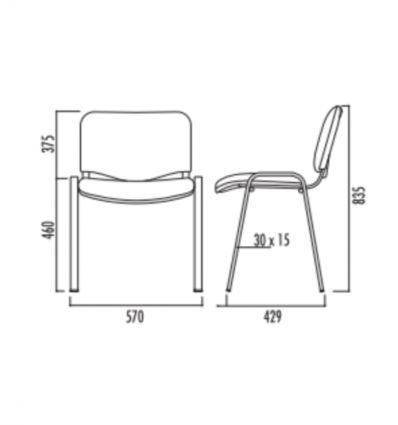 Chaise de réunion avec option accoudoirs et tablette