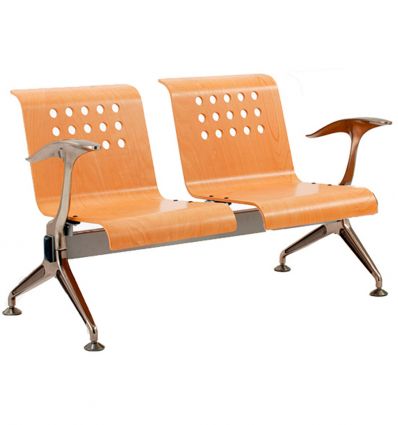 Chaise poutre salle d'attente bois avec accoudoirs