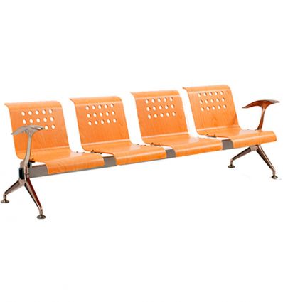 Chaise poutre salle d'attente bois avec accoudoirs