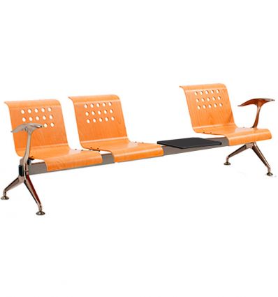 Chaise poutre salle d'attente bois avec accoudoirs