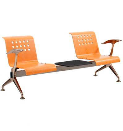 Chaise poutre salle d'attente bois avec accoudoirs
