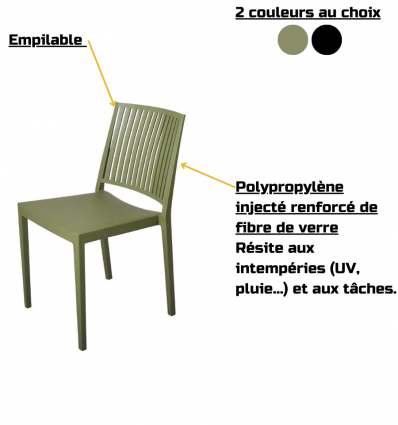 Chaise empilable polypropylene
