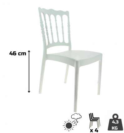 Chaises de réception empilable extérieur