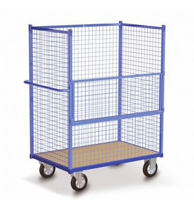 Chariot conteneur grillagé refermable 500 kg