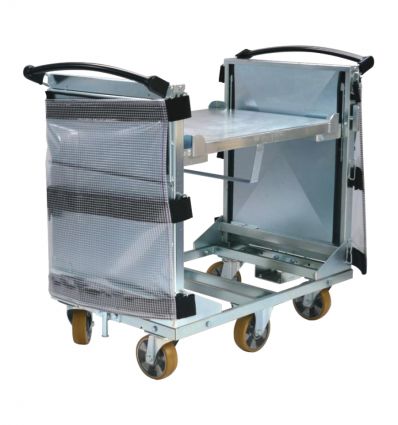 Chariot ergonomique avec plateau volets anti-chute