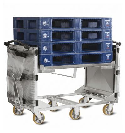 Chariot ergonomique avec plateau volets anti-chute