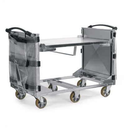 Chariot ergonomique avec plateau volets anti-chute