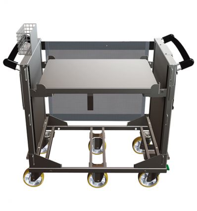 Chariot ergonomique avec plateau volets anti-chute