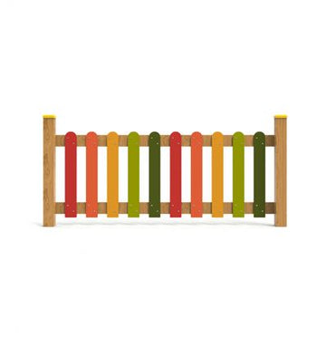 Clôture bois multicolore aire de jeux 1 à 12 ans