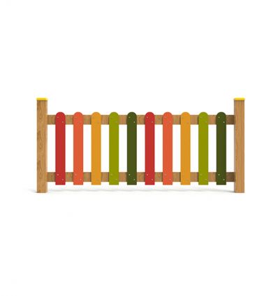 Clôture bois multicolore aire de jeux 1 à 12 ans
