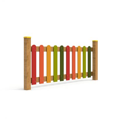Clôture bois multicolore aire de jeux 1 à 12 ans