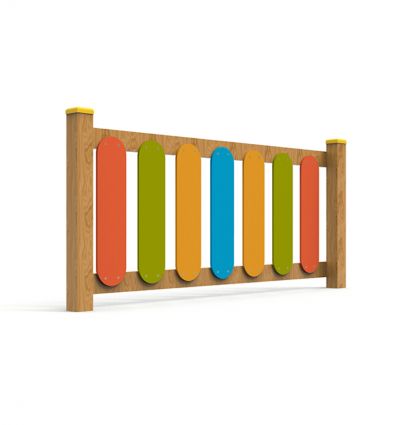 Clôture bois multicolore aire de jeux 1 à 12 ans