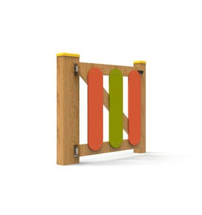 Clôture bois multicolore aire de jeux 1 à 12 ans