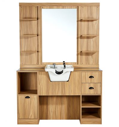 Coiffeuse Barbier en Bois avec Miroir