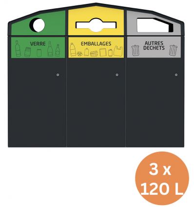 Conteneur de tri sélectif 3 compartiments
