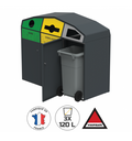 Conteneur de tri sélectif 3 compartiments