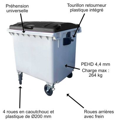Conteneur Poubelle 660 litres