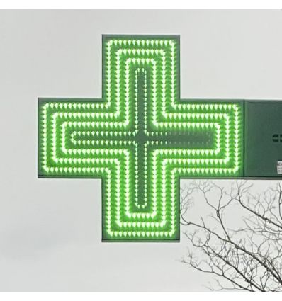 Croix lumineuse pharmacie extérieur double face