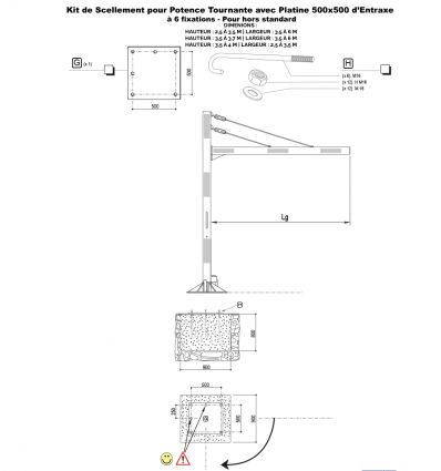 Demi-portique pivotant à pied rotatif