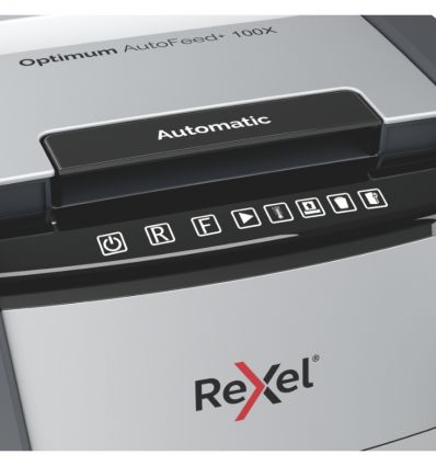 Destructeur de documents auto coupe croisée P4 100 feuilles 34 L Rexel Optimum AutoFeed+ 100X