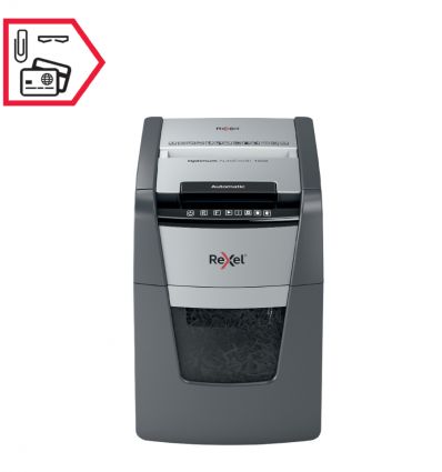 Destructeur de documents auto coupe croisée P4 100 feuilles 34 L Rexel Optimum AutoFeed+ 100X