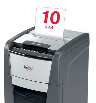 Destructeur de documents auto coupe croisée P4 300 feuilles 60 L Rexel Optimum AutoFeed+ 300X