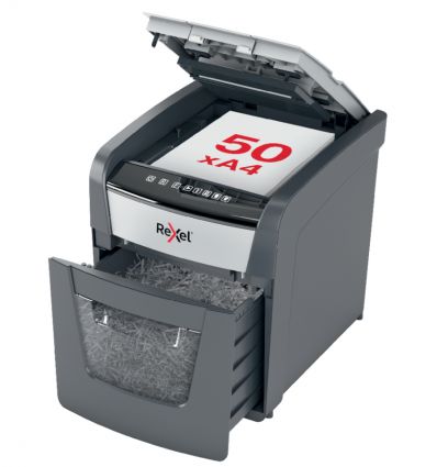 Destructeur de documents auto coupe croisée P4 50 feuilles 20 L Rexel Optimum AutoFeed+ 50X