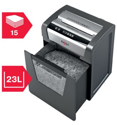 Destructeur de documents manuel coupe croisée P4 15 feuilles 23 L Rexel Momentum X415