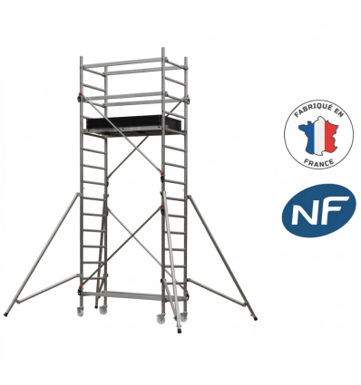 Échafaudage économique roulant en aluminium - Hauteur de travail de 3,90 à 6,90m
