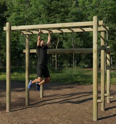 Échelle de Suspension en bois - Parcours de santé