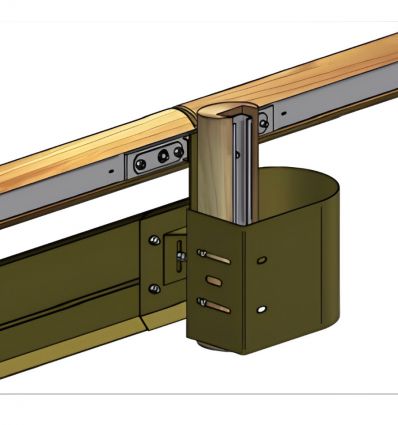Écran de protection moto pour glissière de sécurité bois